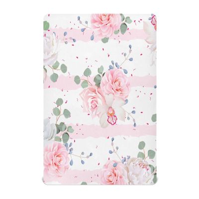 Pink Camellia Plant Flower Crib Sheets Stretchy Portable Sheets for Baby Toddler Breathable Soft Crib Mattress Sheet for Girls Boys