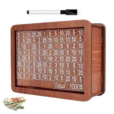 DLSFML Cash Vault Wooden Savings Box, Oversize Wooden Cash Money Saving Box,Adults Money Box with Counter,Wooden Saving Money Piggy Ban, Money Box for Cash Saving (Color : $1000), 54065458608