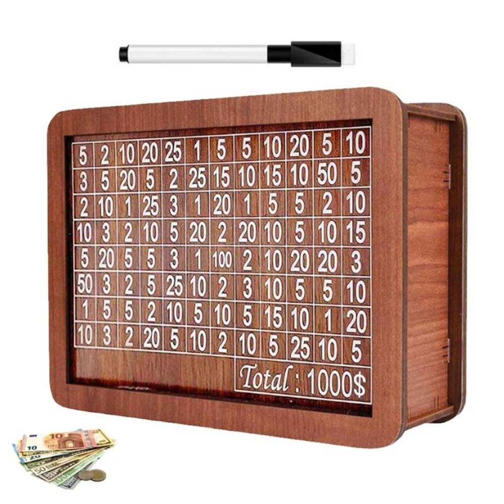 DLSFML Cash Vault Wooden Savings Box, Oversize Wooden Cash Money Saving Box,Adults Money Box with Counter,Wooden Saving Money Piggy Ban, Money Box for Cash Saving (Color : $1000), 54065458608