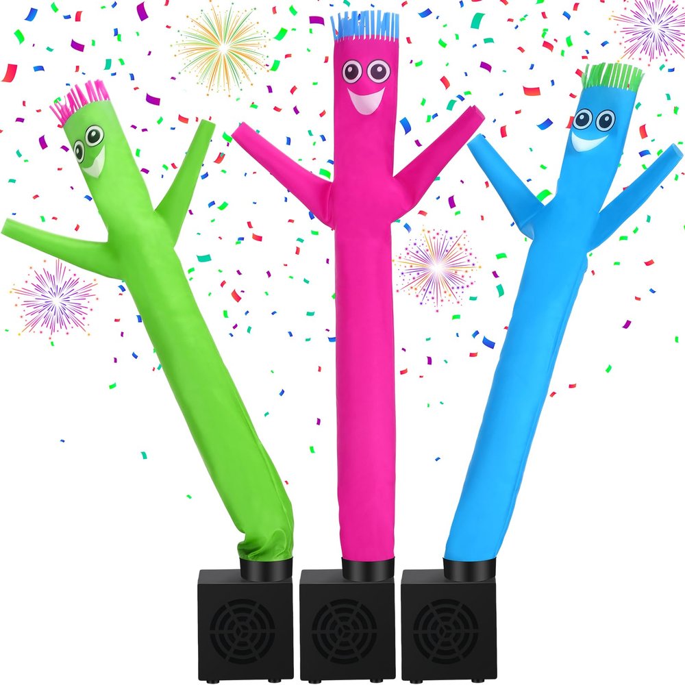 Poen 3 Pcs Mini Inflatable Tube Man White Elephant Gift Funny Gag Birthday Wacky Waving Inflatable Guy with Blower Desktop Mini Dancer Gift for Women Party Decoration(Cute)