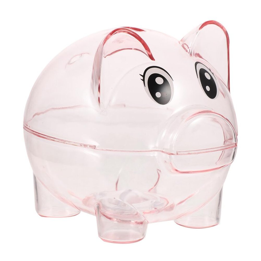 1Pcs Transparent Pink Piggy Bank Unbreakable Money Banks Visible Plastic Coin Bank Practical for Birthday Festival