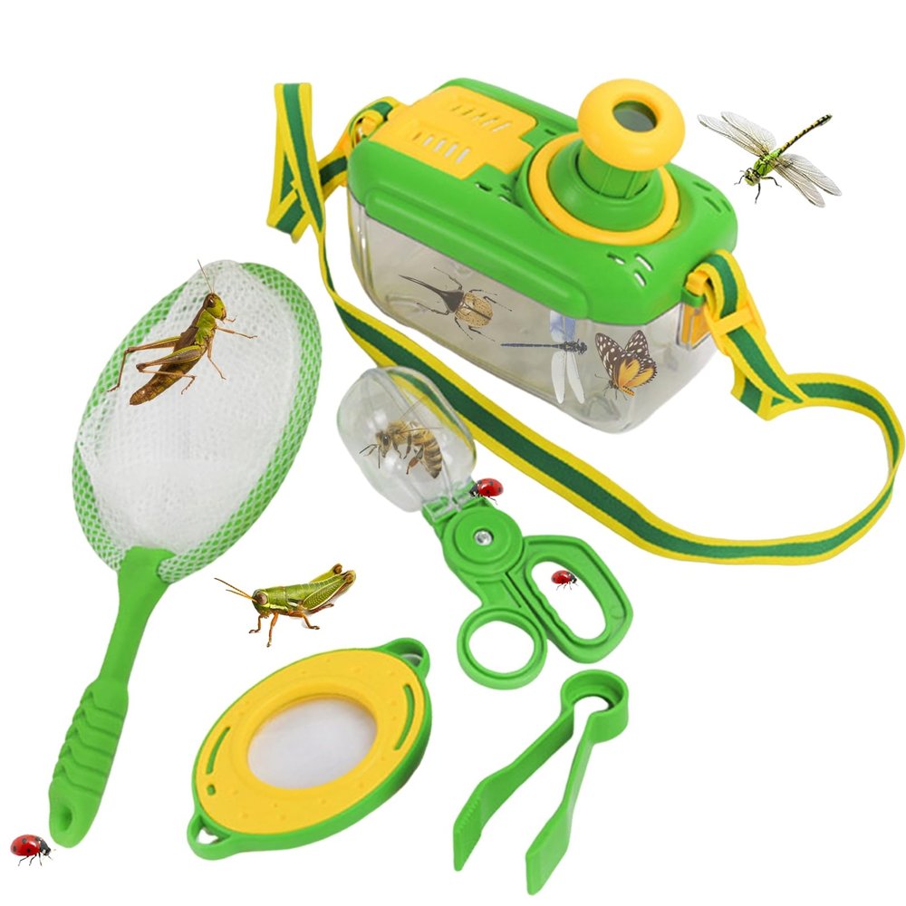 C-LARSS Bug-Catcher Set for Kids | Bug-Catching Kit with Collector Box Tweezer Butterflies Net Scissor Clip | Kids Outdoor Exploration Kit for Boys 3-8 Years Old 1 Set
