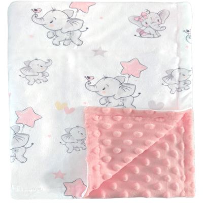 BUTTZO Baby Blanket for Boys Girls Double Layer Soft Plush Minky Blanket with Dotted Backing, Toddler Baby Newborn Blanket Shower Gifts (Elephant, 30 X 40 inch)