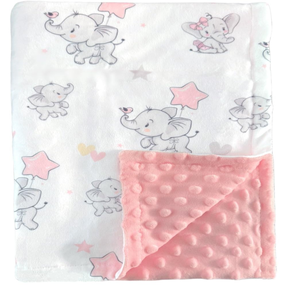 BUTTZO Baby Blanket for Boys Girls Double Layer Soft Plush Minky Blanket with Dotted Backing, Toddler Baby Newborn Blanket Shower Gifts (Elephant, 30 X 40 inch)