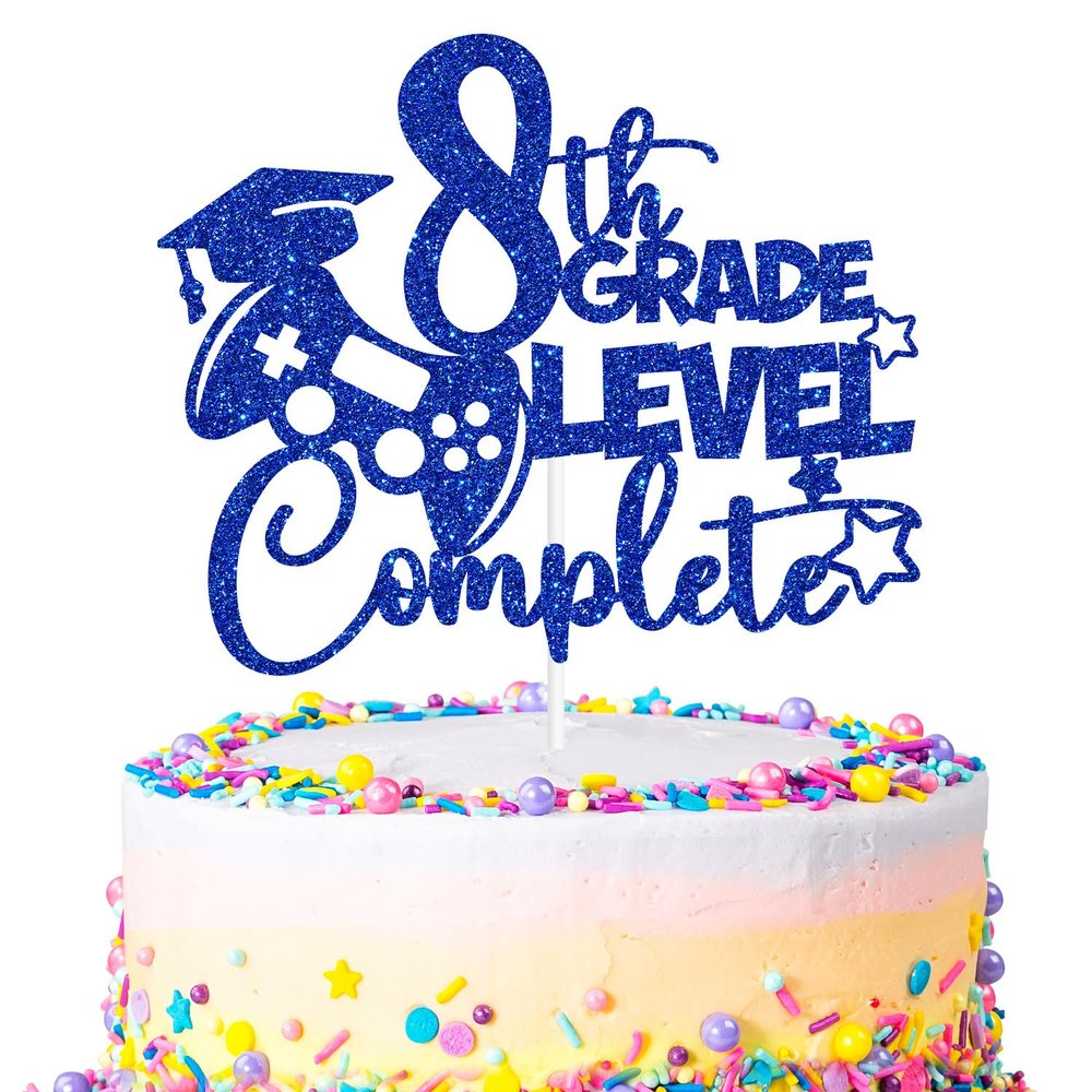8th Grade Level Complete Cake Topper, 8th Grade Grad, Next Stop High School, Happy Graduation Middle School Graduation Party Decorations