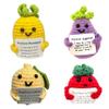 P. Pickle 4PCS Mini Handmade Funny Crochet Toys, Hand-Knit Dolls - Crochet Positive Pineapple, Lemon, Eggplant, Tomato with Positive Affirmation Cards, Various view 1