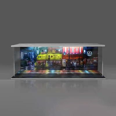 1:64 Scale Vehicle Model Display Case with Parking Lot Scene LED Lighting 6 Parking Space