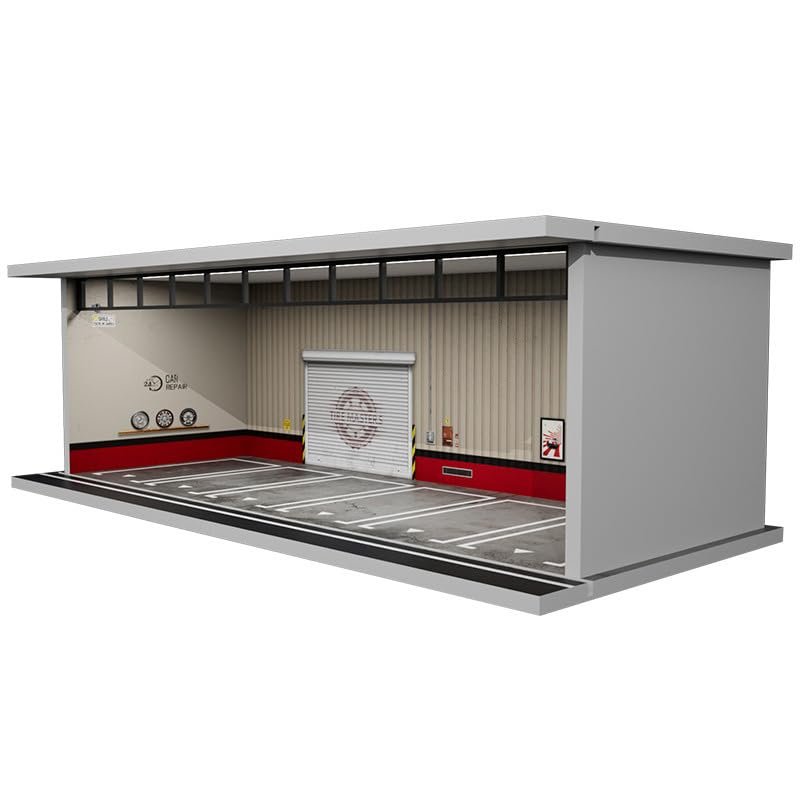 1:64 Scale Vehicle Model Display Case with Parking Lot Scene LED Lighting 6 Parking Space