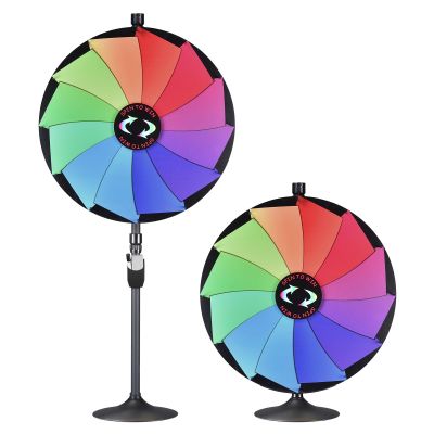 HeyJiaYu 36 Inch Color Prize Wheel Dual Use Tabletop and Floor Stand Fortune Wheel 12 Slots Spinning Wheel for Tradeshow Carnival Game Home Office