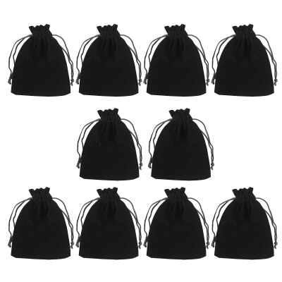 BEIDUOYANG 10 Pcs Small Drawstring Bags, Velvets Jewelry & Tarot Rune Bag, Black