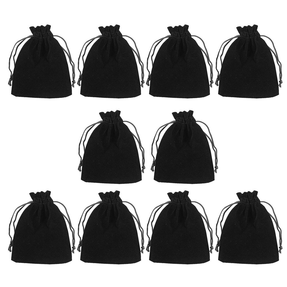 BEIDUOYANG 10 Pcs Small Drawstring Bags, Velvets Jewelry & Tarot Rune Bag, Black