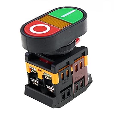 POWTAXBJGD 22mm 220V AC ON/Off Start Stop 1 NO NC APBB-22N Double Key Double Position with LED Yellow lamp Control Button Switch Reset (Size : 48V)