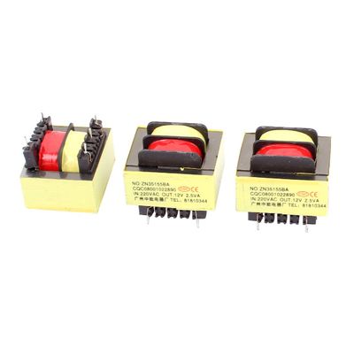PGMTDEFXJO 3Pcs 220V Input 12V 2.5VA Output Yellow Red Ferrite Core Power Transformer w 5 Terminals