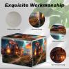 DEGDFSGR Card Game Storage Box for TCG MTG Commander Deck Box Organizer Trading Card Case Magnetic Closure Creative Pattern Up to 200 Cards, A Magical Mushroom Village view 3
