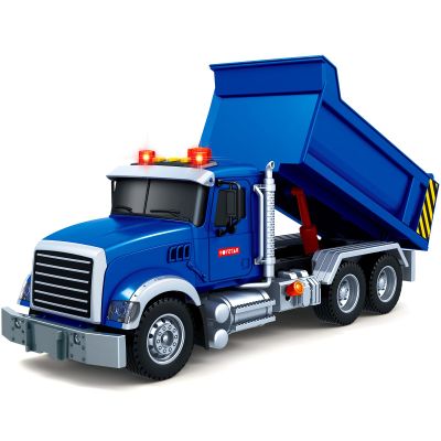 Bstoyder Kids Toys for 3 4 5 6 7 8 Years Old Boys, Large Dump Truck Toy with Lights, Sounds, Blue Toddler Friction Powered Truck Vehicle Toy for Boys Girls Birthday Gifts