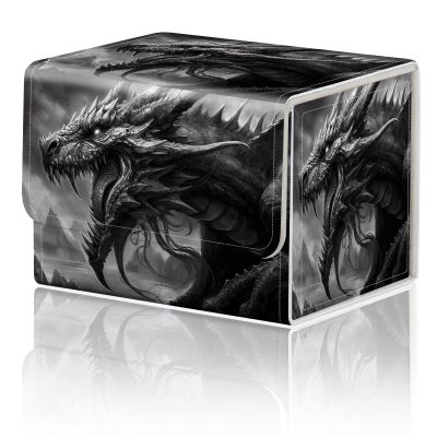 Card Game Storage Box TCG Deck Box MTG Card Box Organizer Trading Card Case Commander Deck Box TCG Card Storage Box Magnetic Closure Creative Pattern Up to 200 Cards, Cool Dark Dragon