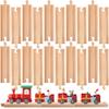 20 Pack Straight Wooden Train Track Bulk Wooden Train Tracks Expansion Train Track Collection Pieces for Most Major Toy Trains Railway view 1