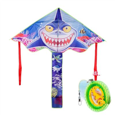 WAOCEO Kites Big Shark Kite Children Adult Large Kite Set Underwater World Pattern Kite with Reel and 300M Kite String Stunt Kite