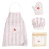 WoodenEdu Kid Apron and Chef Hat Set, 3 Pcs Children Cooking Baking Set Kits Role Play Chef Toy Kid Cooking Gift for Girls Boys (Pink) view 1