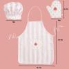 WoodenEdu Kid Apron and Chef Hat Set, 3 Pcs Children Cooking Baking Set Kits Role Play Chef Toy Kid Cooking Gift for Girls Boys (Pink) view 2