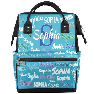 KFNHN Custom Name Diaper Bag Backpack for Baby, Personalized Name Large Nappy Nursing Orangizer Mommy Bags, Sky Blue Background