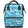 KFNHN Custom Name Diaper Bag Backpack for Baby, Personalized Name Large Nappy Nursing Orangizer Mommy Bags, Sky Blue Background view 1