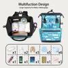 KFNHN Custom Name Diaper Bag Backpack for Baby, Personalized Name Large Nappy Nursing Orangizer Mommy Bags, Sky Blue Background view 3