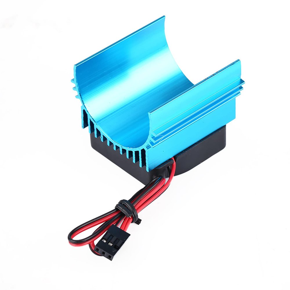 Aluminum Alloy RC Electric Motor Heat Sink Heatsink Universal Cooling Fin Set Heat Sink with Fan for 1/10 RC Car 4074/4274/1515 Motor RC Car Truck Crawler