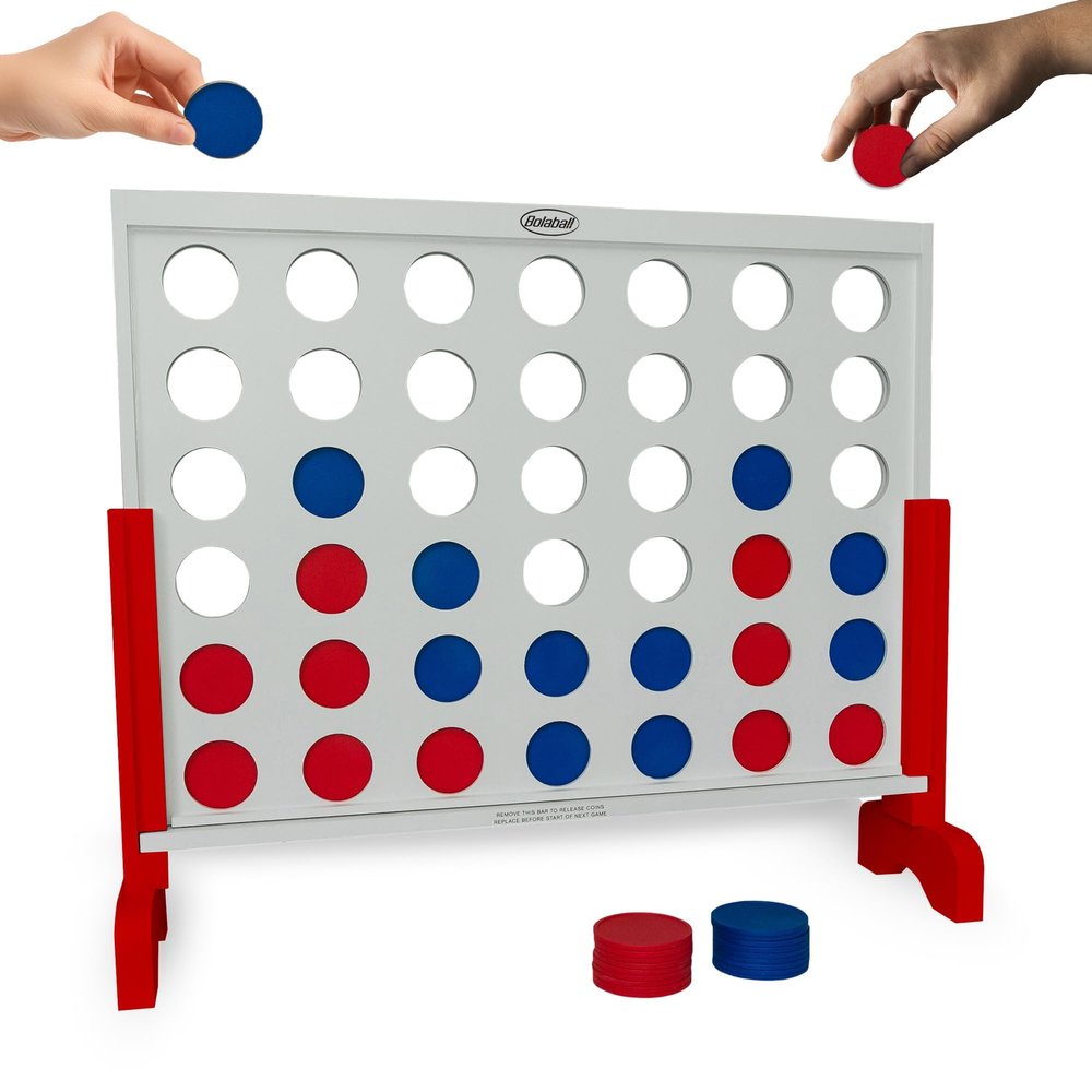 Bolaball 4 in a Row Game  2.6 Feet 4-to-Score Game for Kids & Adults, Indoor/Outdoor Family Yard, Portable Party for Home, Picnic & Travel, Wooden