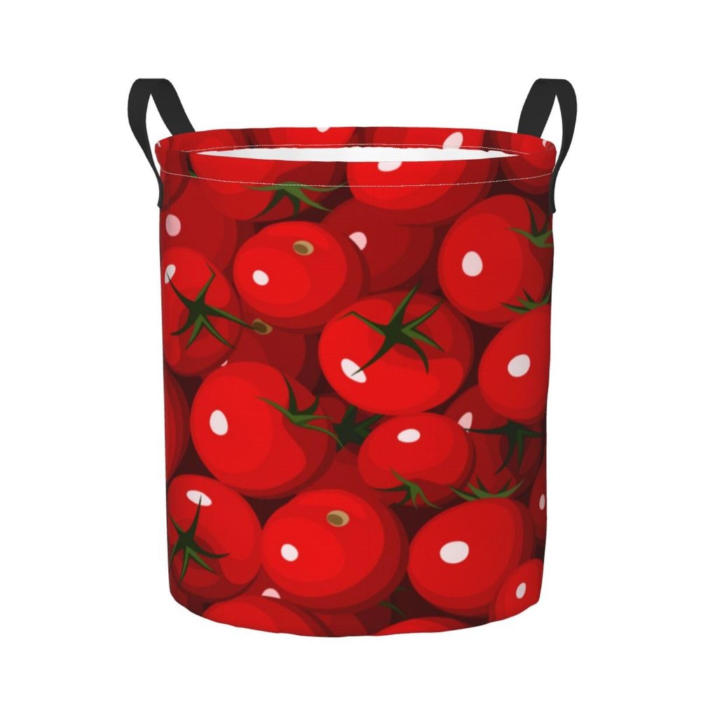 Foruidea Red Tomatoes Laundry Basket,Laundry Hamper,Collapsible Storage Bin, Oxford Fabric Clothes Baskets,Nursery Hamper For Home,Office,Dorm,Gift Basket, Medium