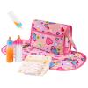 BABESIDE 5 Pcs Baby Diaper Bag Set with Magic Bottles, Baby Doll Accessories Includes Changing Mat, Diapers and Bottle with Disappearing Milk for 12-16 inches Dolls Kids Gift view 1
