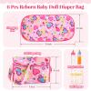 BABESIDE 5 Pcs Baby Diaper Bag Set with Magic Bottles, Baby Doll Accessories Includes Changing Mat, Diapers and Bottle with Disappearing Milk for 12-16 inches Dolls Kids Gift view 3