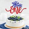 One Cake Topper Red & White & Blue Glitter- 4th of July 1st Birthday Decorations,4th of July Baby Shower Decor/American National Independence Day Theme 1st Birthday Party Cake Decorations Supplies view 4