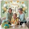 Happy 60th Birthday Banner Sage Green Gold,BTZO 60th Birthday Backdrop for Men Women,60th Birthday Decorations Fabric Photo Backdrop Background Signs for 60 Years Old Birthday Party,180110cm view 4
