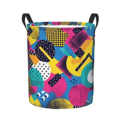 Foruidea 80s Pattern Laundry Basket,Laundry Hamper,Collapsible Storage Bin, Oxford Fabric Clothes Baskets,Nursery Hamper For Home,Office,Dorm,Gift Basket