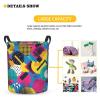 Foruidea 80s Pattern Laundry Basket,Laundry Hamper,Collapsible Storage Bin, Oxford Fabric Clothes Baskets,Nursery Hamper For Home,Office,Dorm,Gift Basket view 3