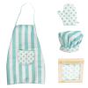WoodenEdu Kid Apron and Chef Hat Set, 3 Pcs Children Cooking Baking Set Kits Role Play Chef Toy Kid Cooking Gift for Girls Boys (Blue) view 1