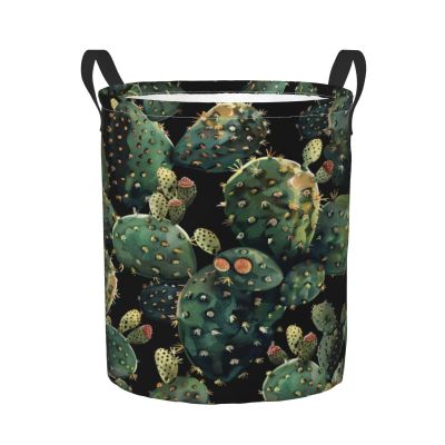 Foruidea Cactus Seamless1 Laundry Basket,Laundry Hamper,Collapsible Storage Bin, Oxford Fabric Clothes Baskets,Nursery Hamper For Home,Office,Dorm,Gift Basket