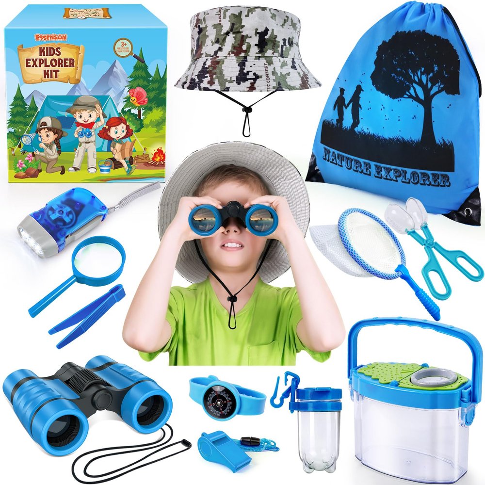 ESSENSON Bug Catcher and Kids Explorer Kit, Outdoor Bug Catching Explorer Adventure Kit with Binoculars, Summer Outdoor Toys for Kids Ages 4-8