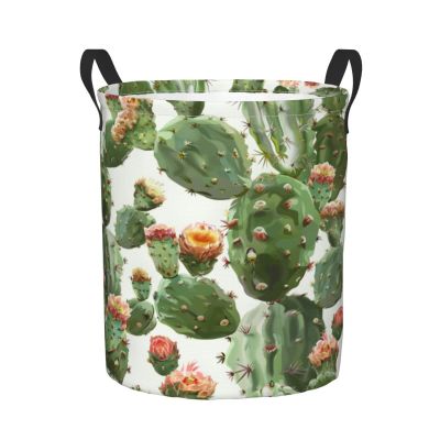 Foruidea Cactus Seamless Laundry Basket,Laundry Hamper,Collapsible Storage Bin, Oxford Fabric Clothes Baskets,Nursery Hamper For Home,Office,Dorm,Gift Basket