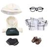 niannyyhouse 8in Doll Clothes Coat Hat Hoodie Jeans Glasses Leather Shoes Casual Outfit 20cm Plush Doll Accessories Dress Up (White) view 1