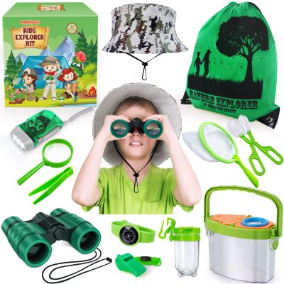 ESSENSON Bug Catcher and Kids Explorer Kit, Outdoor Bug Catching Explorer Adventure Kit with Binoculars, Summer Outdoor Toys for Kids Ages 4-8