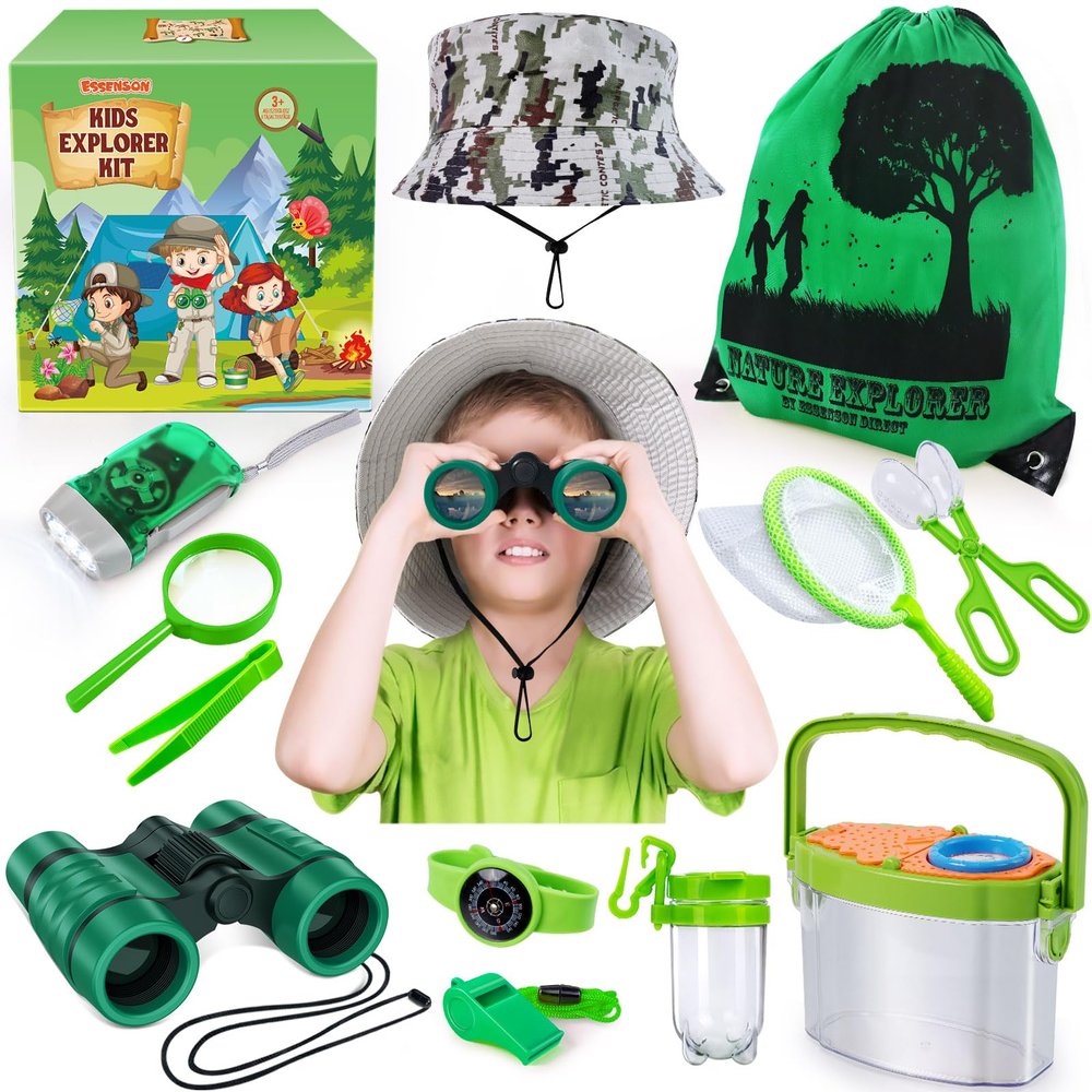 ESSENSON Bug Catcher and Kids Explorer Kit, Outdoor Bug Catching Explorer Adventure Kit with Binoculars, Summer Outdoor Toys for Kids Ages 4-8