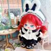 niannyyhouse 8in Doll Clothes Headdress Dress Apron Bunny Servant Outfit 20cm Plush Doll Accessories Dress Up (Black) view 2