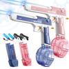 2 Pack Electric Water Guns for Adults & Kids, Up to 32 FT Long Range Squirt Guns 450CC+60CC Water Blaster Summer Pool Beach Party Toys (Blue&Pink) view 1
