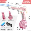 2 Pack Electric Water Guns for Adults & Kids, Up to 32 FT Long Range Squirt Guns 450CC+60CC Water Blaster Summer Pool Beach Party Toys (Blue&Pink) view 3