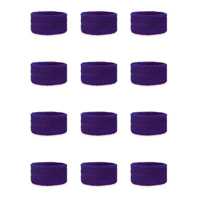 COUVER Kids Children 2 Inch - Purple Cotton Terry Cloth Wristband for School, Church, YMCA Activities or evens(6 Pairs)
