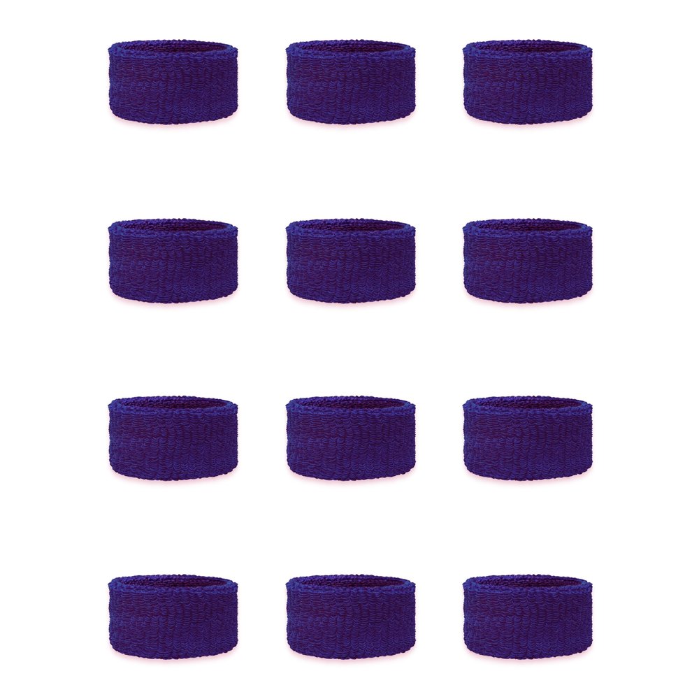 COUVER Kids Children 2 Inch - Purple Cotton Terry Cloth Wristband for School, Church, YMCA Activities or evens(6 Pairs)