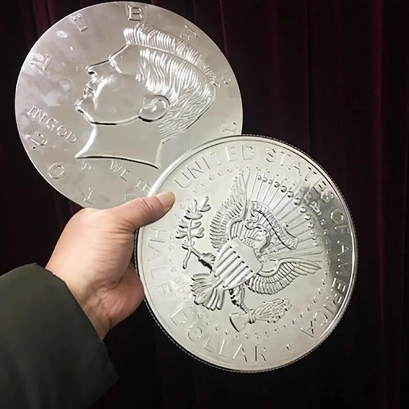 blue-ther Plastic Super Jumbo Half Dollar (25 cm/9.84 in) Magic Tricks Appearing/Vanishing Coin Magic Accessory Close Up Illusions Gimmicks Props for Magicians