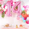 Pink Number 14 Balloon, 40 Inch Big Large Foil Helium Number Balloons, Giant Mylar Number 14 Balloons for 14 Years Old Birthday Party Decorations Supplies Anniversary view 2